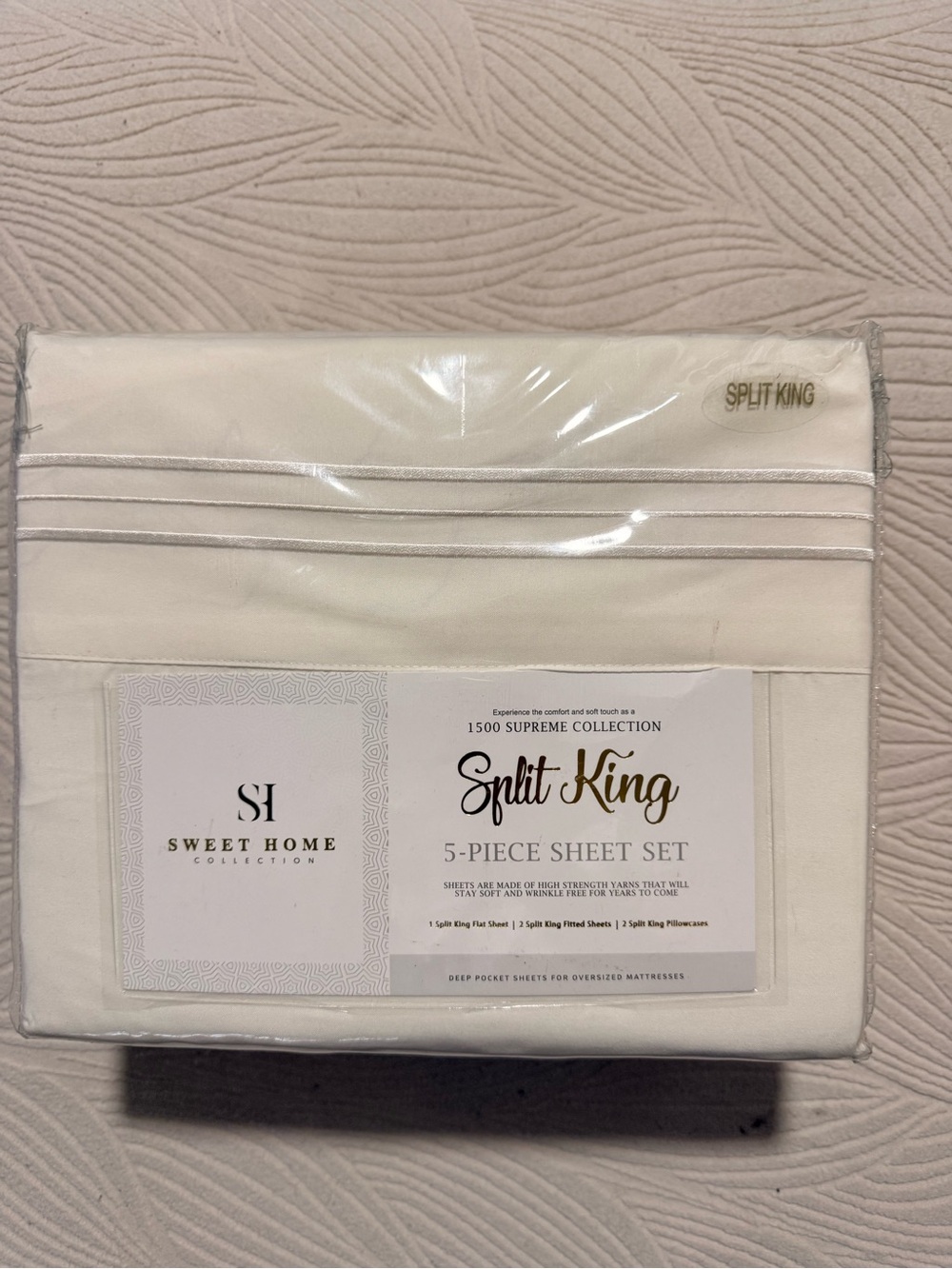 Split King 5-Piece Sheet Set - Ivory